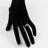 Anello vintage in oro giallo 14k con zaffiro, rubino, smeraldo e diamanti, anni '70