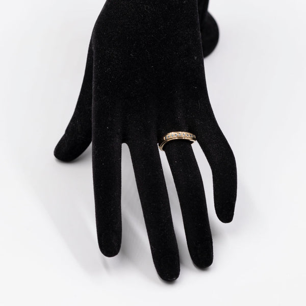 Anello vintage in oro giallo 9k con topazi azzurri