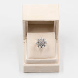 Anello a fiocco di neve vintage in oro bianco 14k con diamanti (2,59ctw), anni '70