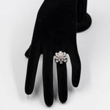 Anello a fiocco di neve vintage in oro bianco 14k con diamanti (2,59ctw), anni '70