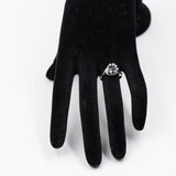 Bague vintage en or blanc 14 carats avec saphir (0,40 ct) et diamants (0,20 ct), années 70