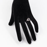 Bague vintage en or blanc 14 carats avec saphir (0,40 ct) et diamants (0,20 ct), années 70