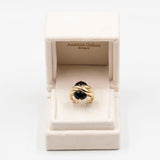 Vintage-Ring aus 14-karätigem Gelbgold mit Onyx, 70er/80er Jahre