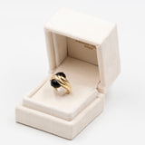 Vintage-Ring aus 14-karätigem Gelbgold mit Onyx, 70er/80er Jahre