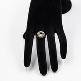 Anello vintage in oro giallo 14k con acquamarina (3ct), anni '70