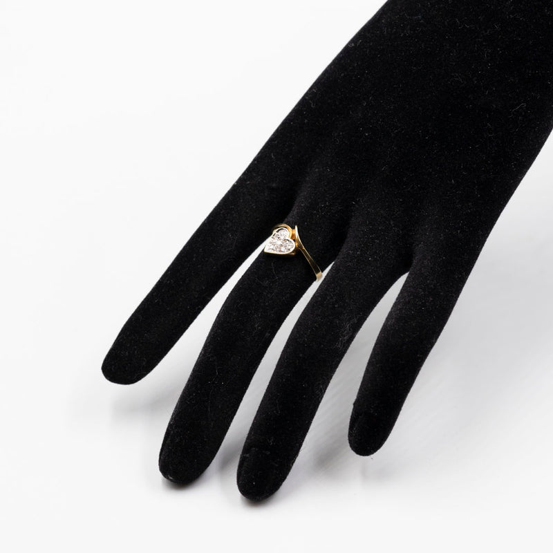 Anello vintage a cuore  in oro giallo 14k con diamanti (0,10ctw)