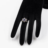 Vintage-Ring aus 18-karätigem Weißgold mit Saphir (0,50 ct) und Diamanten (0.65 ctw), 60er Jahre