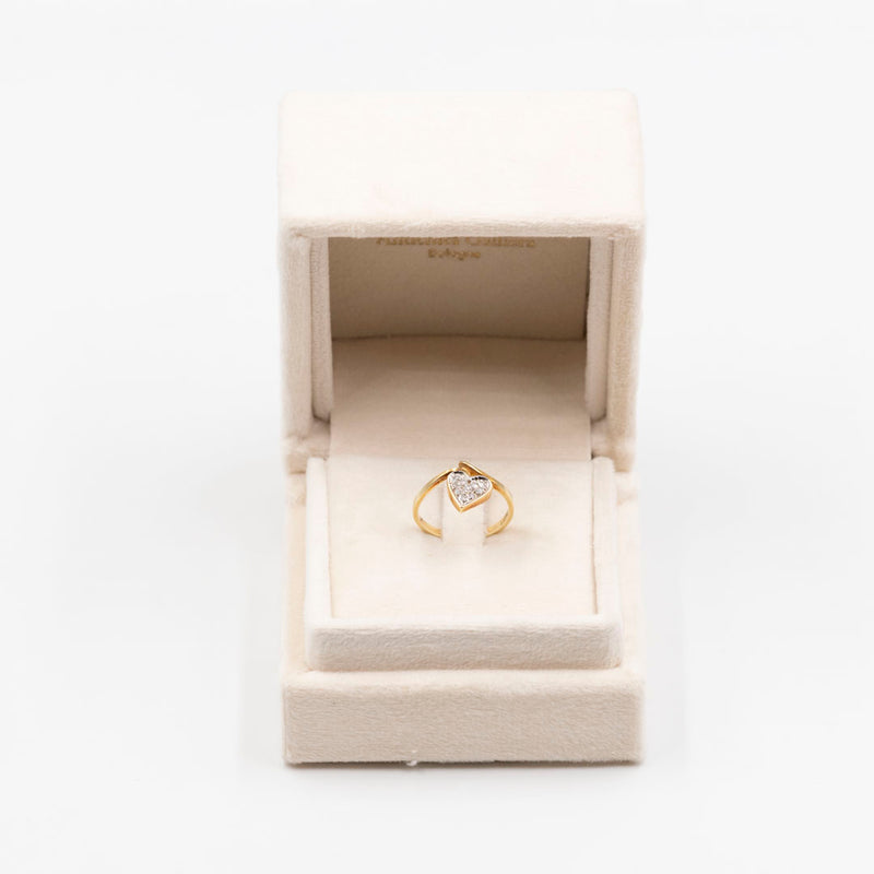 Anello vintage a cuore  in oro giallo 14k con diamanti (0,10ctw)