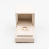 Anello vintage in oro giallo 14k con diamanti taglio antico (0,14ct) e zaffiri (0,30ct), anni '50