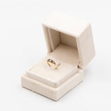 Anello vintage in oro giallo 14k con diamanti taglio antico (0,14ct) e zaffiri (0,30ct), anni '50