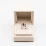 Vintage-Ring aus 18-karätigem Weißgold mit Saphir (0,50 ct) und Diamanten (0.65 ctw), 60er Jahre