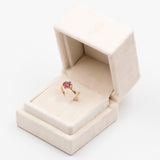Anello vintage in oro giallo 9K con rubini sintetici (1.40ctw ca.)