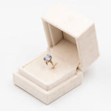 Anello vintage in oro giallo 9K con topazio azzurro (3.50ct ca.)