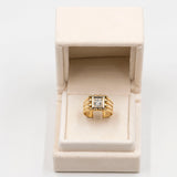 Vintage-Herrenring aus 18 Karat Gelbgold mit 1 Karat Diamant im Altschliff, 50er Jahre