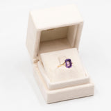 Anello vintage in oro giallo 18k con ametista, anni '60