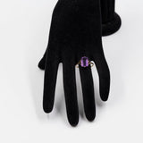 Anello vintage in oro giallo 18k con ametista, anni '60