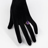 Anello vintage in oro giallo 18k con ametista, anni '60