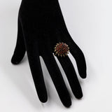 Vintage Granatring aus 10 Karat Gelbgold, 70er Jahre