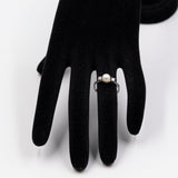 Vintage Ring aus 14 Karat Weißgold mit Perle und Diamanten (0.08 Karat), 60er Jahre