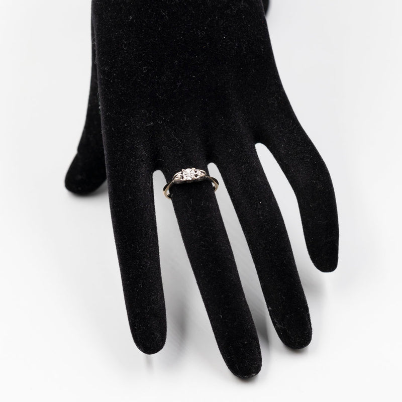 Anello vintage in oro giallo 9k e platino con diamante