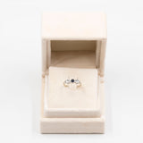 Vintage 14k white gold ring with sapphire and diamonds