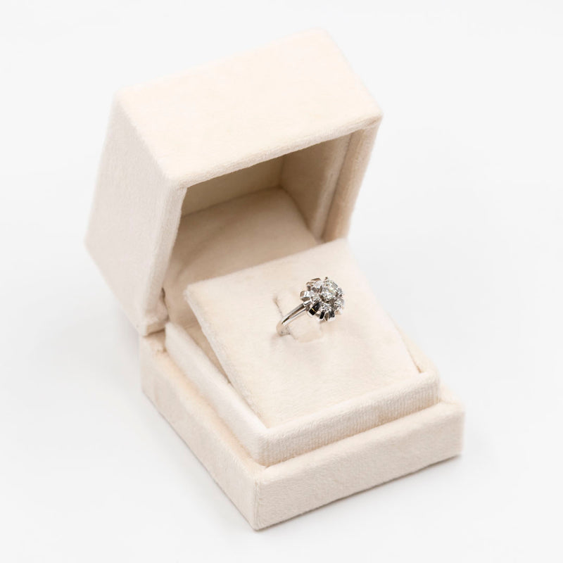 Anello vintage in oro bianco 14k con diamanti (0,60ctw), anni '70