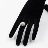 Bague vintage en or blanc 18 carats avec perles et diamants (0.27 ct), années 60