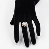 Vintage 18k White Gold Pearl and Diamond Flower Ring (0.27ctw), 60s