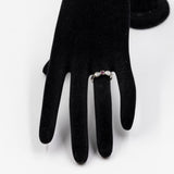 Anello vintage in oro bianco 14k con rubino e diamanti