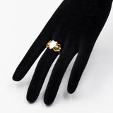 Vintage 18k yellow gold ring depicting two mermaids and a coat of arms, 60s