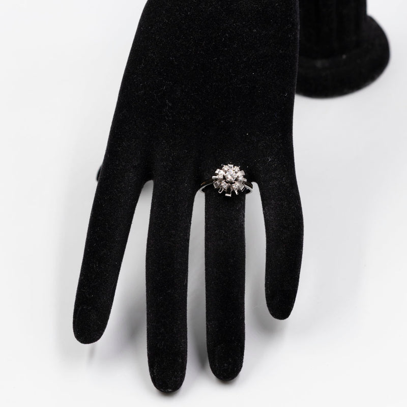 Anello vintage in oro bianco 14k con diamanti (0,60ctw), anni '70