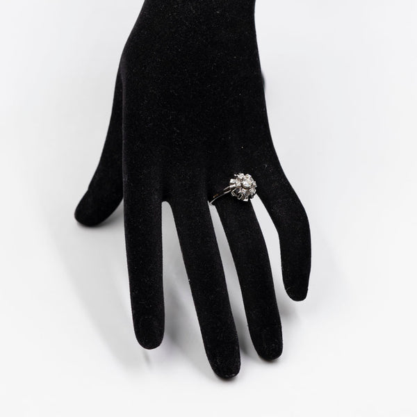 Anello vintage in oro bianco 14k con diamanti (0,60ctw), anni '70