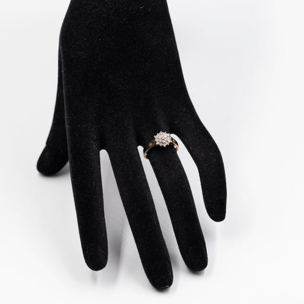 Anello vintage in oro giallo 9k e diamanti (0,22ctw)