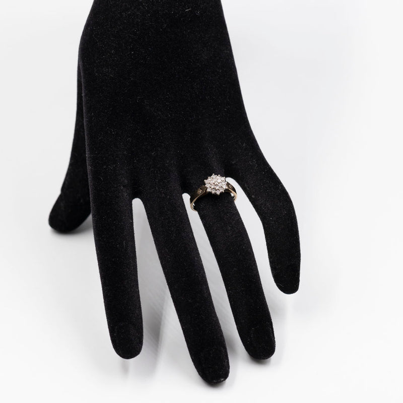 Anello vintage in oro giallo 9k e diamanti (0,22ctw)