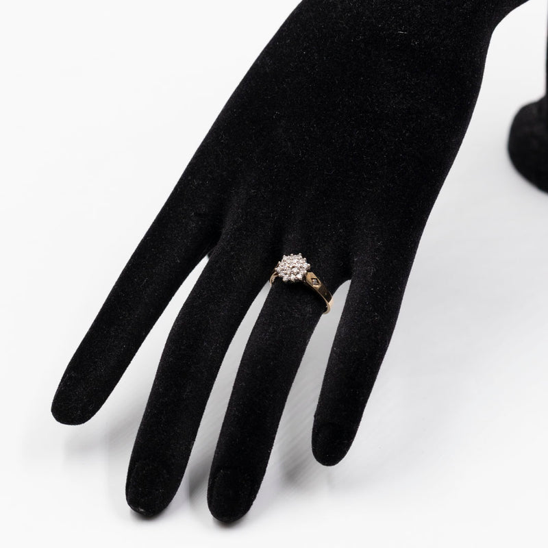 Anello vintage in oro giallo 9k e diamanti (0,22ctw)
