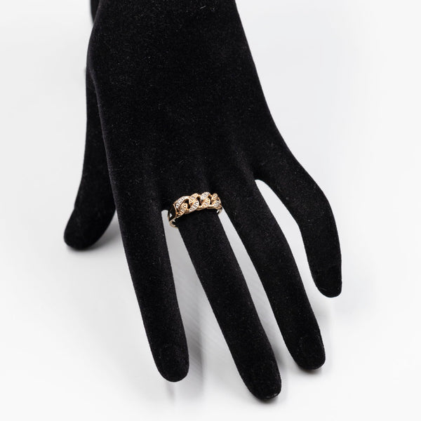 Anello vintage in oro bicolore 14k con diamanti