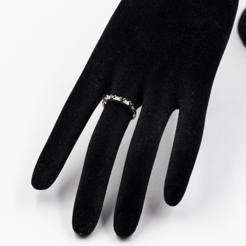 Anello vintage in oro giallo 9k con zaffiri (0,40ctw) e diamanti