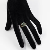 Anello vintage in oro giallo 8k con spinelli verdi