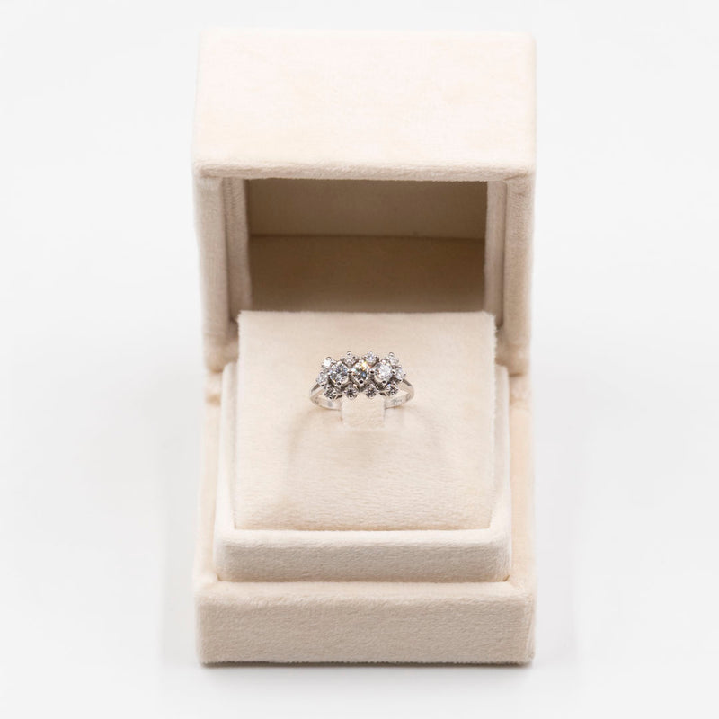 Anello vintage in oro bianco 14k con diamanti (0,90ctw), anni '70