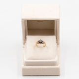 Anello vintage in oro giallo 9k con zaffiri e diamante