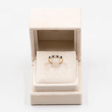 Anello vintage in oro giallo 9k con zaffiri (0,40ctw) e diamanti