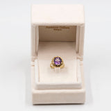 Vintage-Cocktailring aus 14-karätigem Gelbgold mit Amethyst (3,2 Karat), 70er Jahre