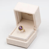 Vintage-Cocktailring aus 14-karätigem Gelbgold mit Amethyst (3,2 Karat), 70er Jahre