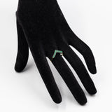 Vintage 14k Yellow Gold "V" Ring with Emeralds