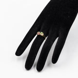 Anello vintage in oro giallo 14k con tormalina rosa e verde e diamanti, anni '70