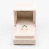 Vintage 14k Yellow Gold "V" Ring with Emeralds