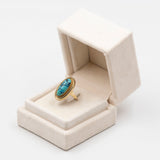 Vintage-Ring aus 8-karätigem Gelbgold mit Türkis, 70er Jahre