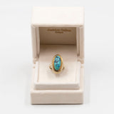 Vintage-Ring aus 8-karätigem Gelbgold mit Türkis, 70er Jahre