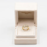 Vintage-Ring aus 18-karätigem Gold mit braunem Marquise-Diamanten (0,70 ct) und Brillanten (0.35 ctw), 70er Jahre
