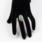 Vintage-Ring aus 8-karätigem Gelbgold mit Türkis, 70er Jahre